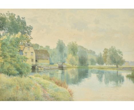 † William Fraser Garden (British 1856-1921)Houghton Mill on the River Ouse, CambridgeshireWatercolourSigned and dated 1914 lo