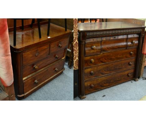 A 19th century mahogany scotch chest and a mahogany chest of drawers (2)