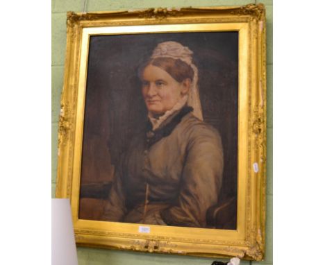 British School (19th/20th century) Portrait of a lady, half length seated on a chair, indistinctly signed, oil on canvas