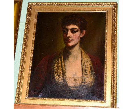 Attributed to LW Desanges (1822-1887) Portrait of Florence Buckton (1853-1940) wife of Sir Edward Pigott William Redford an e