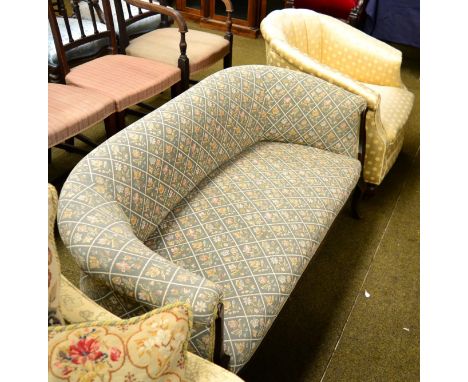 Early 20th century tub chair, together with a small two seater low-back sofa of similar date (2)