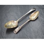 A George III silver Old English pattern serving spoon, having a rubbed monogram to the terminal,