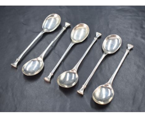 A cased set of six George VI silver teaspoons, having rectangular step moulded terminals, marks for Sheffield 1938, maker Vin