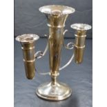 An early 20th century silver epergne vase, the central fluted vase having Chippendale style rim with