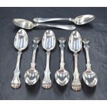 A set of six Victorian silver Victoria style pattern spoons, having 'AEW' monogram to the terminals,