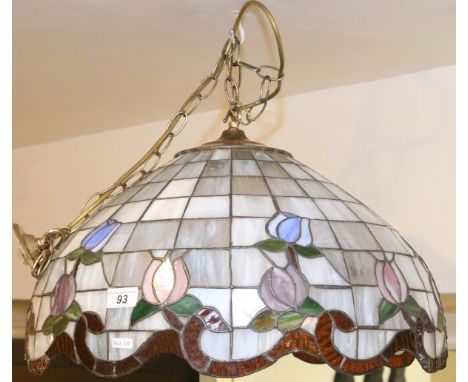 A Tiffany style ceiling lamp.