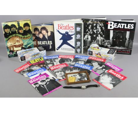 A lot of Beatles memorabilia including a concert ticket stub for the Beatles at the Sheffield City Hall 9th Novemebr 1964, a 