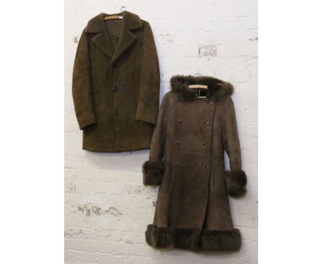 A ladies sheepskin coat by Baileys of Glastonbury, size 16 along with a similar gentlemens coat.