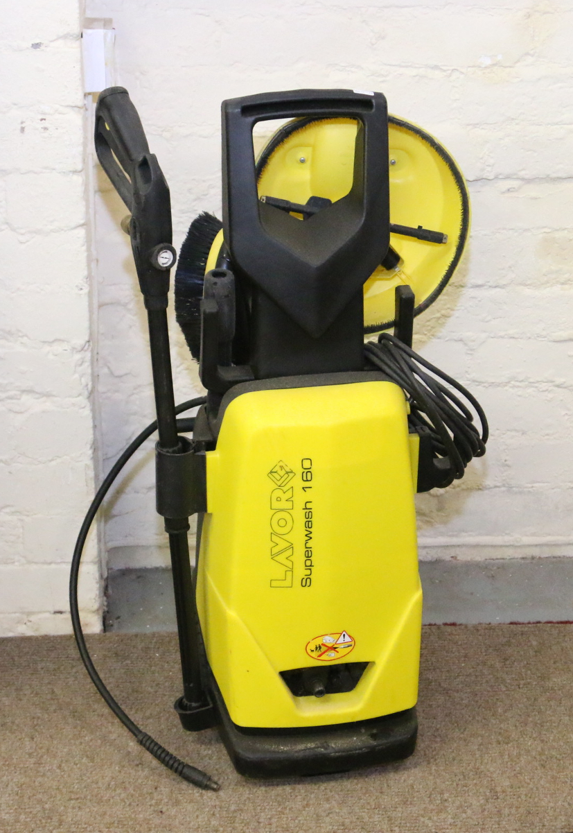 A Lavor Superwash 160 pressure washer with accessories.