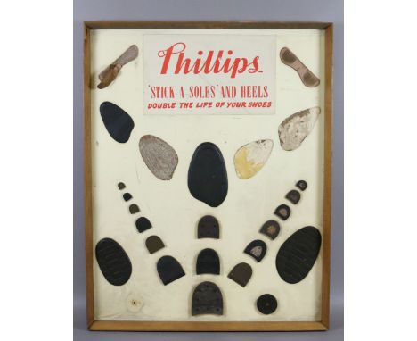 A vintage shop advertising collage for Phillips stick-a-soles and heals.