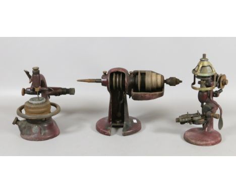 Three vintage bench top watch makers tools.