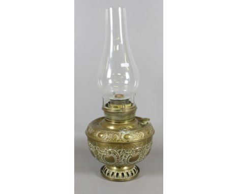A Victorian converted brass based oil lamp.