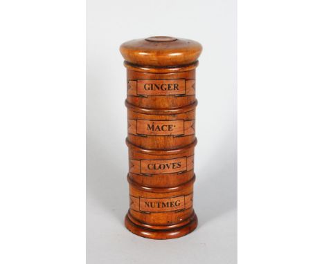 A FOUR TIER WOODEN SPICE RACK 7.5in high