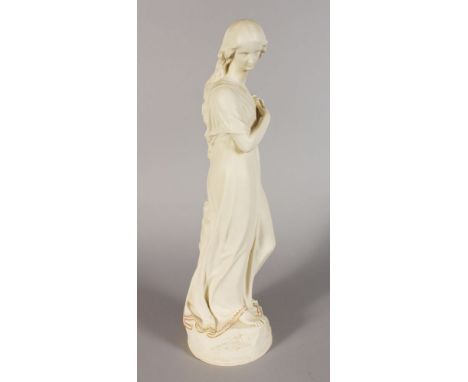 A GOOD COPELAND CRYSTAL PALACE ART UNION 1865 PARIAN STANDING CLASSICAL FIGURE, by M NOBLE 1864, on a circular base, 17in hig