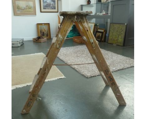 A wooden step ladder made by Shaftesbury Ladders Ltd