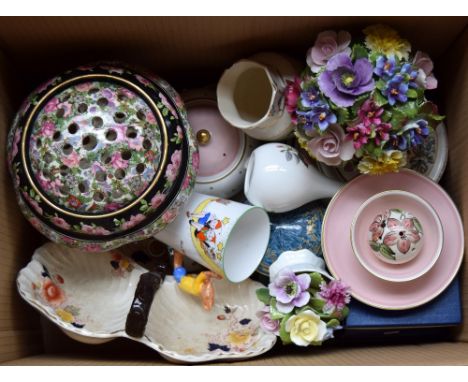 A collection of small ceramics, including saucers and cups, with makers such as Royal Worcester and Wedgwood, together with t