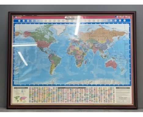 Large framed ordnance survey map of the world 138cm x 105cms