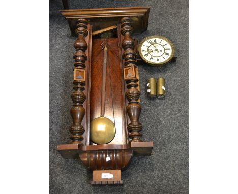 A 19th century Vienna wall clock, the 21cm diam, with Roman numerals, by Gustav Becker, twin weights, the case 100cm high, c.