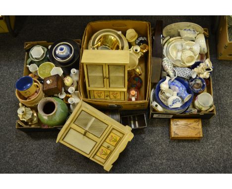 Household Goods - a pair of contemporary miniature dressers; a Royal Worcester gold glazed lustre teapot; a West German studi