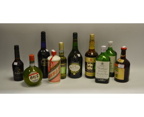 Wines & Spirits - Kweichow Moutai Chinese spirit;  Gordon's Dry Gin; Drambuie; Chartreuse; Okura Shuzo Saki;  etc. (10)