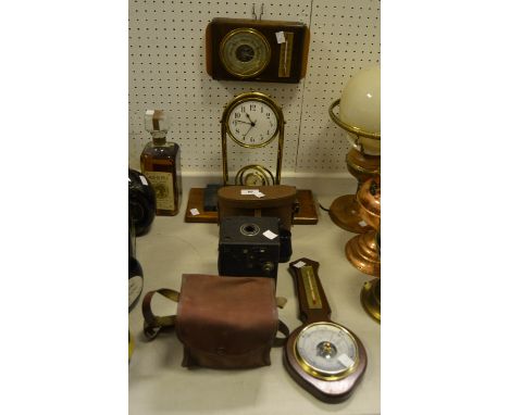 A 'Solo' bedside clock, c.1960; barometers; binoculars; etc.