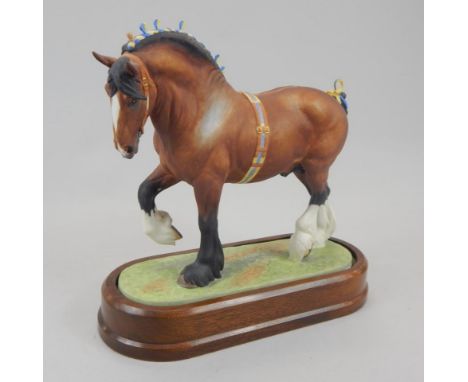 A Royal Worcester porcelain figure of a shire stallion, modelled by Doris Lidner, with brown glaze, mane, etc. (AF)