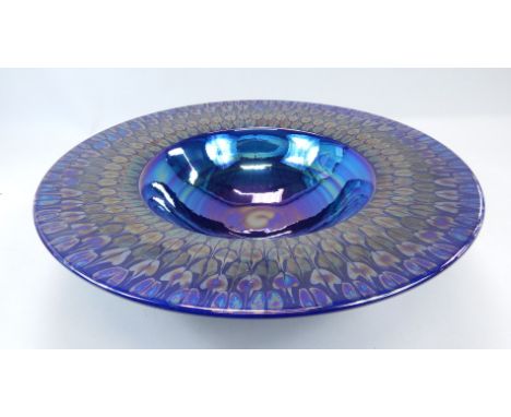A large Studio Pottery bowl by Tobias Harrison, with a blue lustre glaze, 46cm diameter Provenance: Tobias Harrison born in 1