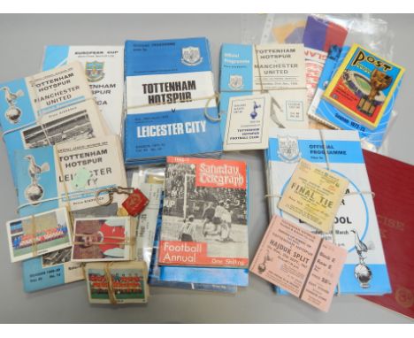 A quantity of football programmes, etc, to include Tottenham Hotspur 1967-68, plus three FA Cup programmes, an FA Cup Final t
