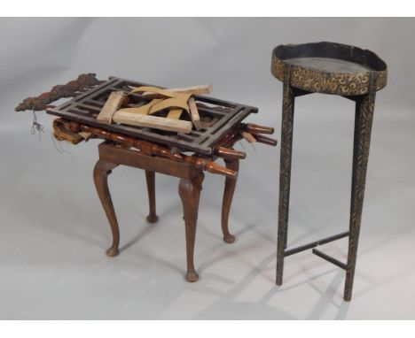 A collection of small furniture, to include an oval painted jardiniere stand, rectangular stool on cabriole legs, folding coa