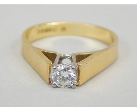 An 18ct gold diamond solitaire ring, with round brilliant stone, approx 0.35cts, 4.6g all in. 