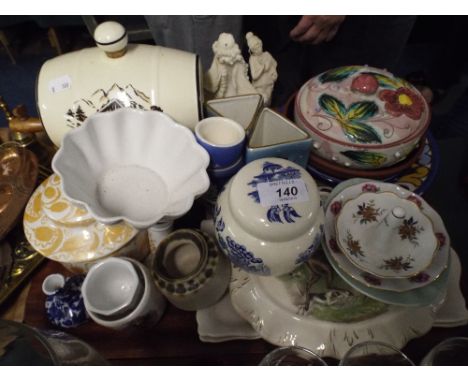 A Tray of Ceramics to Include Sporting Teapot Stand Etc. 