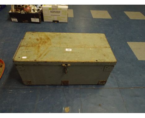 A Metal Mounted Toolbox and Contents