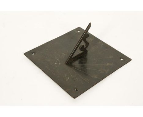 A GEORGE II SUNDIAL, of square form, engraved with Roman numerals and 'Tempus Labile', and dated 1729, with raised gnomon, 10