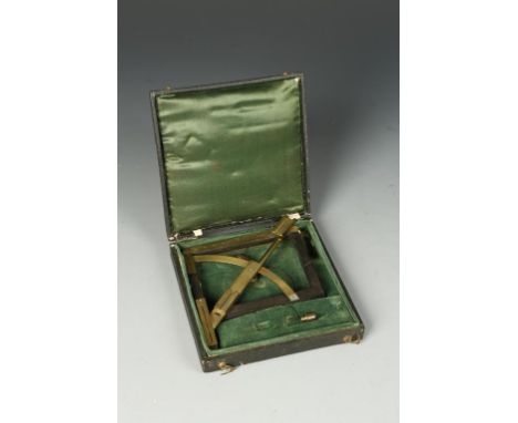 A SURVEYORS SQUARE, stamped 'Desbordes', with engraved scale and rotating citing device, in fitted box  Provenance: The Batte