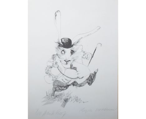 Ralph Steadman, The White Rabbit from Alice in Wonderland, lithograph, signed artist's proof numbered 7/10, 50.8cm x 35cm.