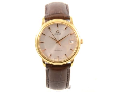 Omega - a gentleman's Automatic Chronometer wrist watch, circular silvered baton dial with centre seconds hand and date apert