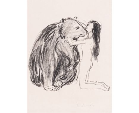 Edvard Munch, The Woman and the Bear (Woll 362; Shiefler 332), lithograph on Japan wove paper, 1908-09, signed in pencil, fro