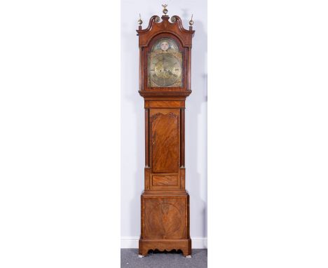 Thomas Pearson, Newcastle George III mahogany longcase clock, arched brass dial, signed THOS PEARSON, N CASTLE, moonphase lun