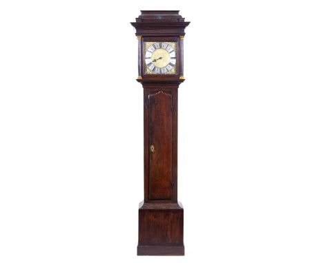 Thomas Eayre, Kettering George II oak longcase clock, square brass dial with single hand, signed Thos Eayre Kettering to the 