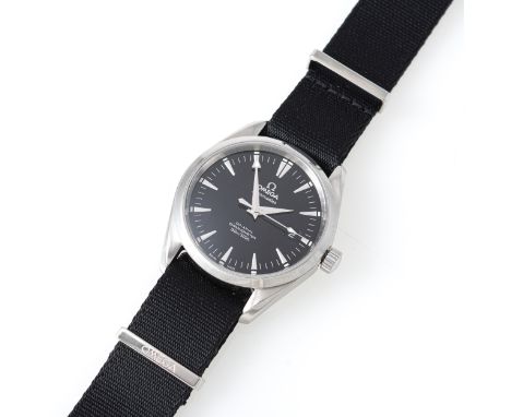 Omega - A gentleman's Seamaster Aqua Terra Co-Axial Chronometer 150m wrist watch, circular black 33mm baton dial with date ap