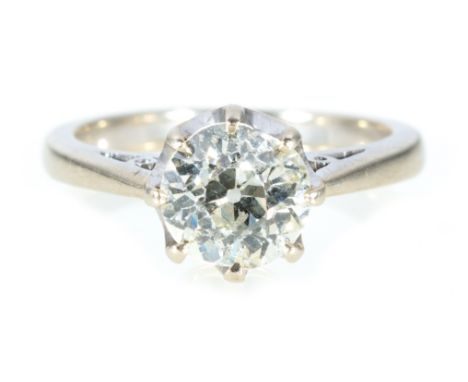 A diamond solitaire ring, the old brilliant cut stone claw set in an 18 carat all white gold single stone mount, hallmarked S