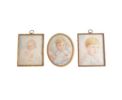 Ianthe White (Mrs Goodchild), Baby Jeremy, signed and inscribed, portrait miniature on ivory panel, 8cm x 6cm; and two other 