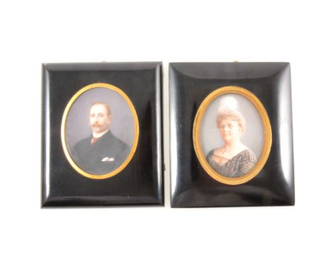 Wilhelm Hoffert, a pair of miniature portraits painted on ivory possibly over a print foundation, Albert McGill, head and sho