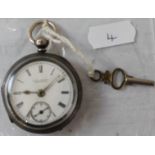 Pocket watch, J G Graves Sheffield 455456, silver case, front open, (cracked dial).