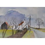 Framed watercolour "Wayside Cottage Fotherby" by David Cuppleditch 66cm x 53cm