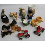 Country Artists Broadway Birds - Grebe with Fish & Ploughing at Bevills Farm Tankard. Sherratt and