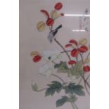 Framed Chinese painted silk - approx. 62cm x 42cm