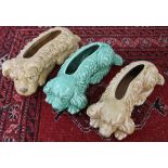 Leather hide offcut (corner cut out) 140cm x 80cm, prayer mat 56cm x 62cm, 3 x Sylvac dog pots