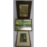 Framed A E Jones 1929 watercolour 'Cartmel Priory Gatehouse' 35cm x 44.5cm - framed unsigned
