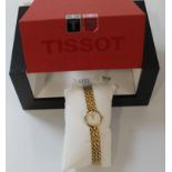 Tissot stainless steel ladies watch with mother of pearl style dial, ref no T058009A in presentation